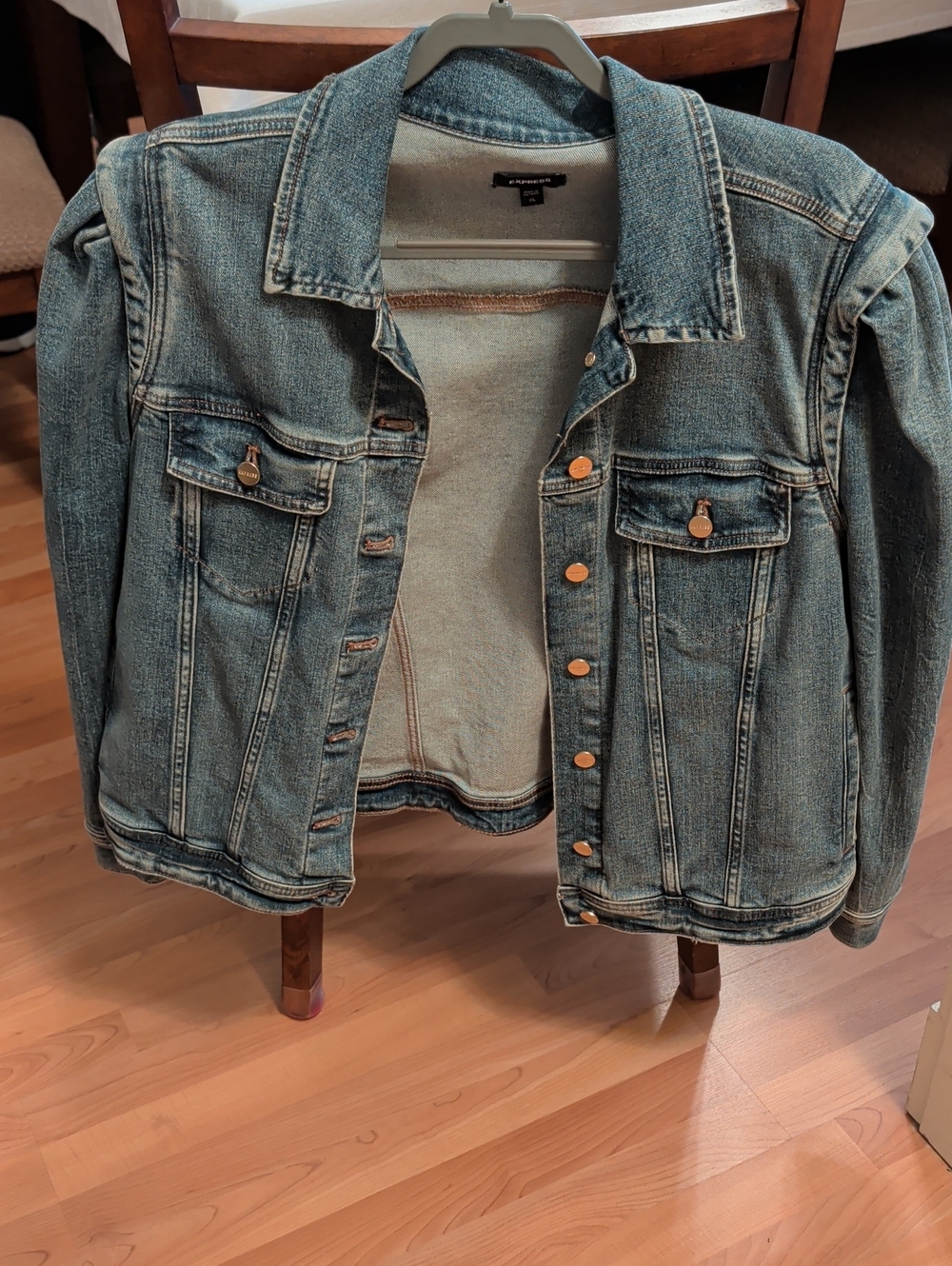 Express Blue Womens Washed Denim Jacket XL